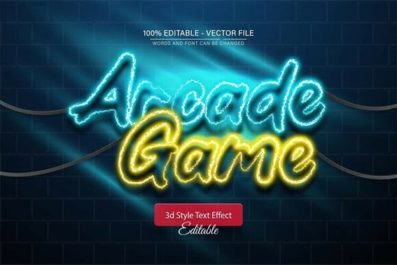 Arcade Game Neon Sign 3D Text Effect: Instant Retro Vibe
