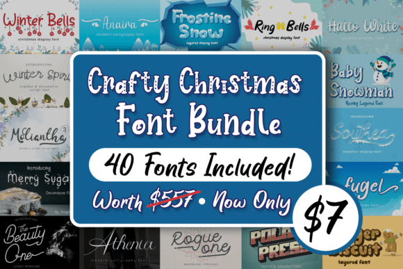 Crafty Christmas Font Bundle: 40 Fonts for Every Project