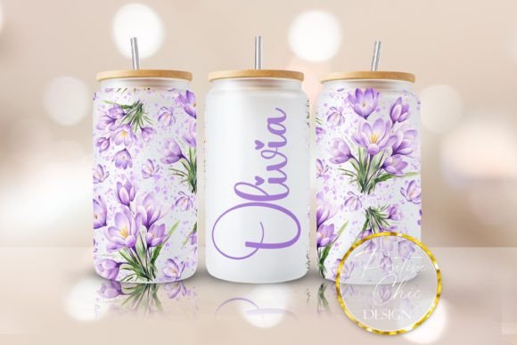Flowers Custom Name Libbey Glass Wrap: Your Design Solution