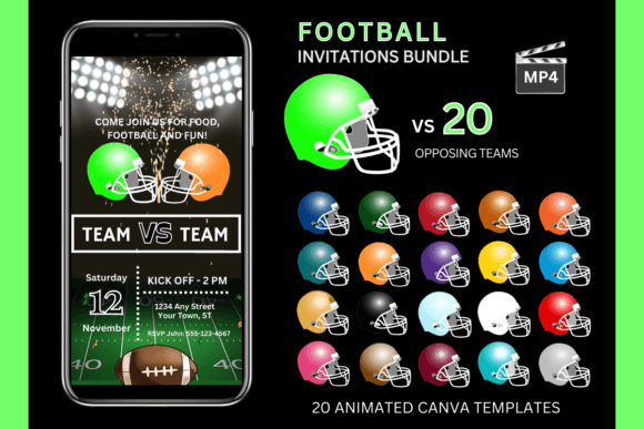 Green Red Team Bundle: Game Day Invites