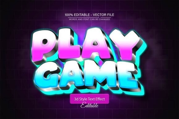 Play Game Neon Gradient 3D Text Effect: A Modern Design Asset