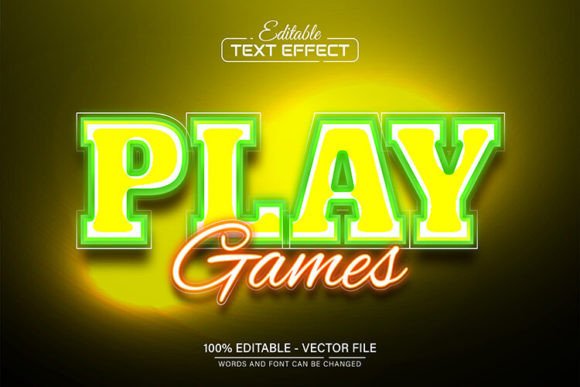 Play Game Neon Text Effect: Editable Vector Design for Digital Projects