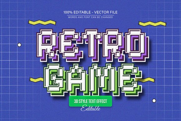 Retro Game Pixel Text Effect Editable: Authentic 8-Bit Style