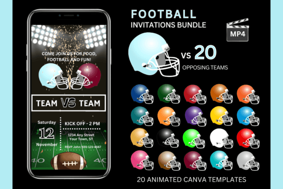 Score Big with Light Blue Team Football Invitations